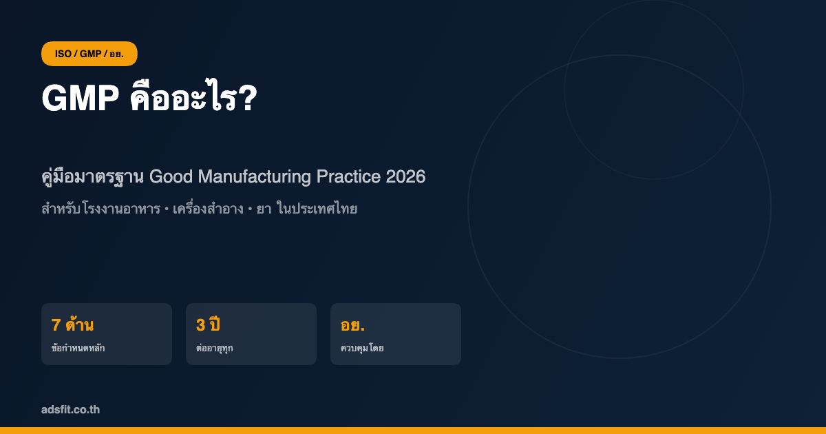 GMP คืออะไร? คู่มือมาตรฐาน Good Manufacturing Practice สำหรับธุรกิจไทย 2026