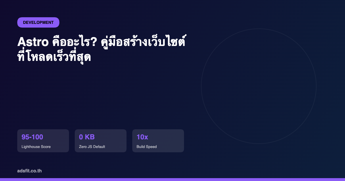 Astro คืออะไร? คู่มือสร้างเว็บไซต์ที่โหลดเร็วที่สุดด้วย Astro Framework สำหรับนักพัฒนา SME ไทย 2026