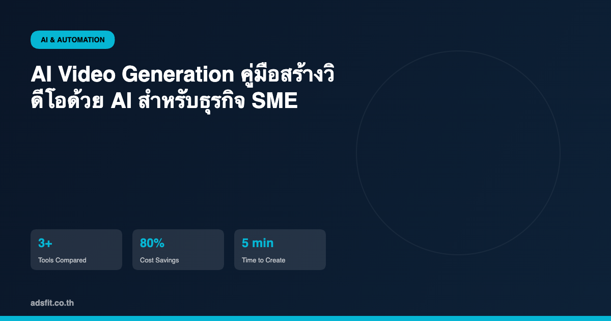 AI Video Generation คืออะไร? คู่มือสร้างวิดีโอด้วย AI (Sora, Runway, Kling) สำหรับธุรกิจ SME ไทย 2026