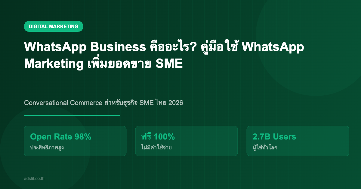 WhatsApp Business คืออะไร? คู่มือใช้ WhatsApp Marketing เพิ่มยอดขายสำหรับธุรกิจ SME ไทย 2026